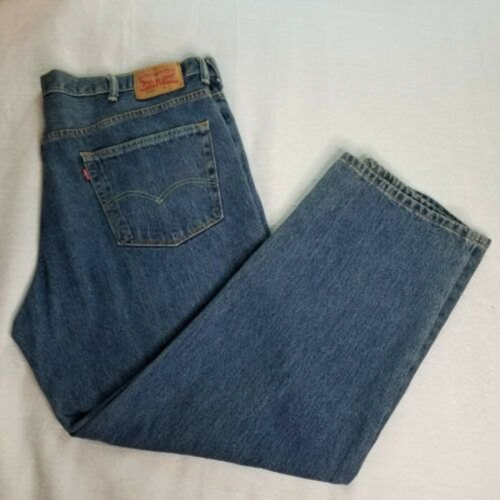 Levis 550 Blue Jeans sz 44x30 Relaxed Fit Denim Cotton Zipper Fly Mens